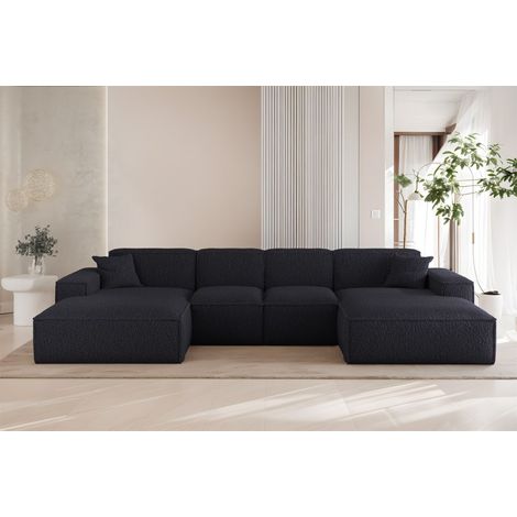 Wohnlandschaft Sofa U-Form CELES PREMIUM XS in Stoff Sven Dunkelblau (1/3)