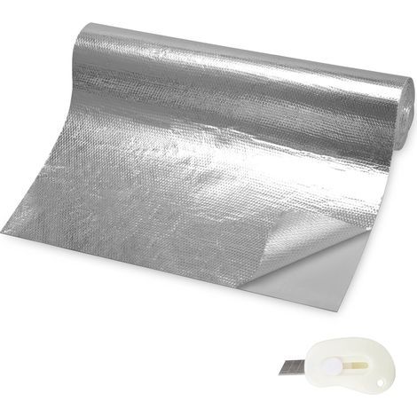 Rolle Wärmeschutzmatte, selbstklebend, Glasfaser und Aluminium, 30 x 500 cm, für Motoren und Haushaltsgeräte (1/5)