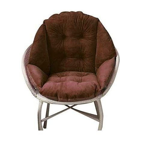 Coussin de Chaise avec Dossier siège Coquille Fauteuil Velours Douillet Elastique Impermeable pour Chaise en Rotin Paille Jardin 40x48 cm Brun (1/5)