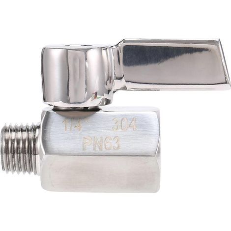 Mini vanne à bille en acier inoxydable 304 de 6,35 mm (1/4 pouce), filetage femelle NPT x mâle NPT, vanne d'arrêt (1/5)