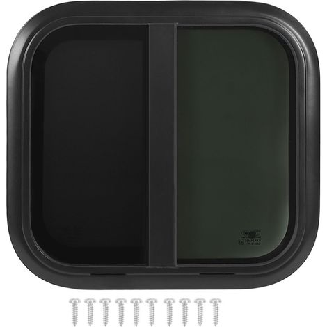 Fenêtre VR à coin arrondi avec moustiquaire, aluminium noir, coulissante, résistant UV, pour caravane camping-car, épaisseur paroi 26-31mm (1/5)
