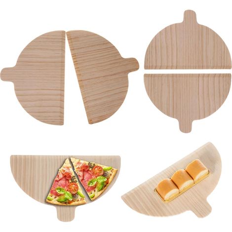 Lot de 4 Pelles à pizza, Bois de hêtre, 28 cm, Bord biseauté, Poignée antidérapante, Cuisson maison