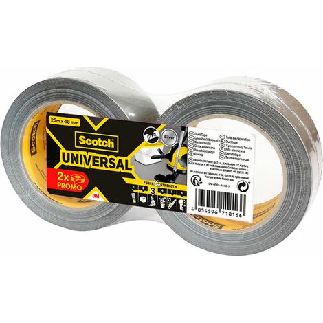 Nastro adesivo universale 3,25 m x 48 mm, grigio, 2 rotoli (1/2)