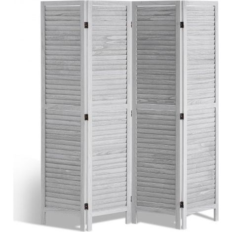 Biombo Portátil de Madera, 4 Paneles Plegables para Privacidad de 1620 x 1700 x 18,5 mm para Interiores para Separar Ambientes en Hogar, Oficina, Restaurante y Dormitorio, Gris Claro (1/5)