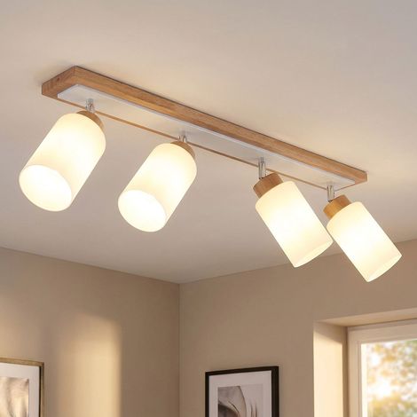 Deckenleuchte Deckenlampe Wohnzimmerlampe Holz braun Metall schwenkbar L 81 cm