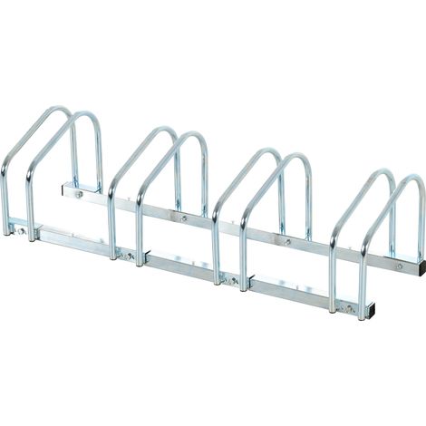 Rastrelliera Portabiciclette Parcheggio per 4 Biciclette in Acciaio, 110x33x27 cm, Argento