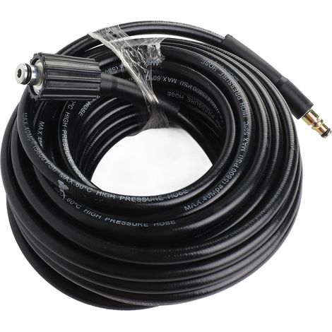 Manguera para hidrolimpiadora de alta presión M22, 18 MPa, 15 m, color negro, para limpiadores de jardín, parcialmente compatible con los modelos Nilfisk C100, C110, C120, C130 y C140. (1/5)