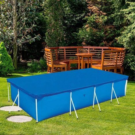 Schutzhülle für rechteckige Röhrenschwimmbecken, rechteckige Poolabdeckung, Luftpolsterfolienabdeckung für Röhrenschwimmbecken, Regenschutz - Blau (221 x 150 cm) (1/4)