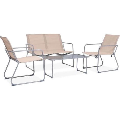 4-tlg. Garten-Lounge-Set Stoff und Stahl Creme vidaXL (1/5)