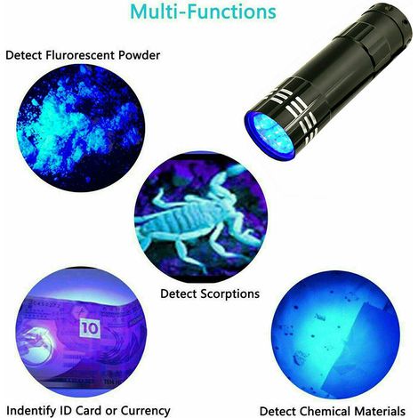 Lampe torche UV multifonction portable, détecteur de billets, lampe UV de poche (1/4)