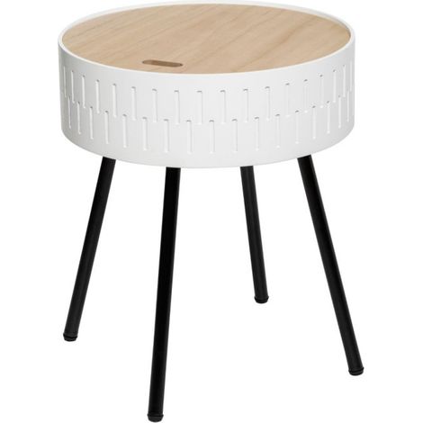 Table d'Appoint Design Coffre "Shiro" 45cm Blanc (1/4)