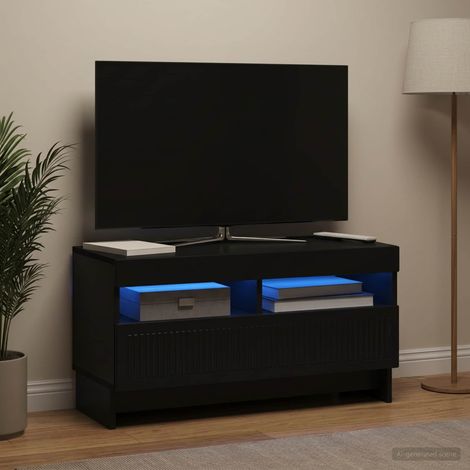 Irovami LED TV Stand Black Engineered Wood (1/5)