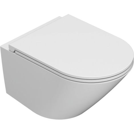 Vaso sospeso senza brida in ceramica 52x36 cm Globo Forty3 FOS07BI  Bianco - Ceramica - Con copri wc soft close
