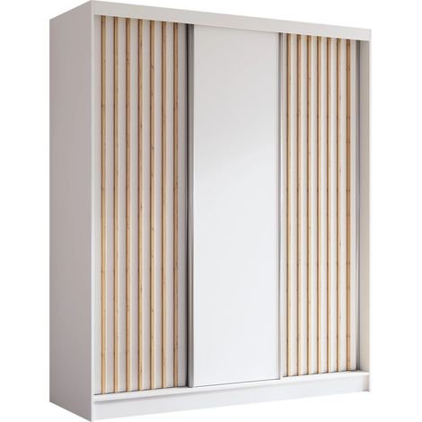 AX LIVING Cabinio Schwebetüren Kleiderschrank Weiß mit Artisan 180cm