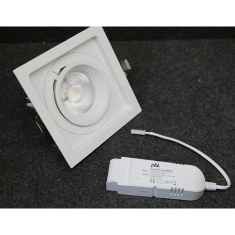 Spot encastre LED 22W blanc orientable carré 160x160mm 4000K 2200lm 38° alim 230V non-dimmable downlight IP20 CARDAN Trjaectoire (1/2)