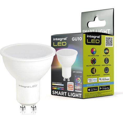Integral ampoule LED GU10 Lot de 4 variation couleur WiFi 2,4GHz - Blanc chaud, froid et lumière du jour 2700K-6500K, 350lm, 4,9W (équivalent 50W) (1/5)