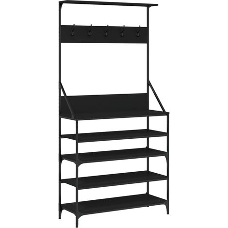 Maison Exclusive - Perchero con zapatero negro 90x34x184 cm