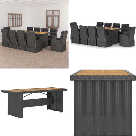 Salon de jardin 11 pcs avec coussins résine tressée noir - Salon De Jardin - Mobilier De Jardin - Set De Salon De Jardin - Table Et Chaises De Jardin - Résine Tressée - Home & Living