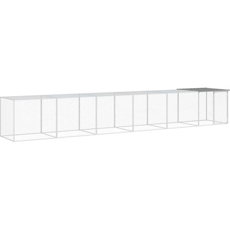 Gallinero jaula para gallinas con techo claro 603 x 98 x 90 cm acero galvanizado gris 020043986