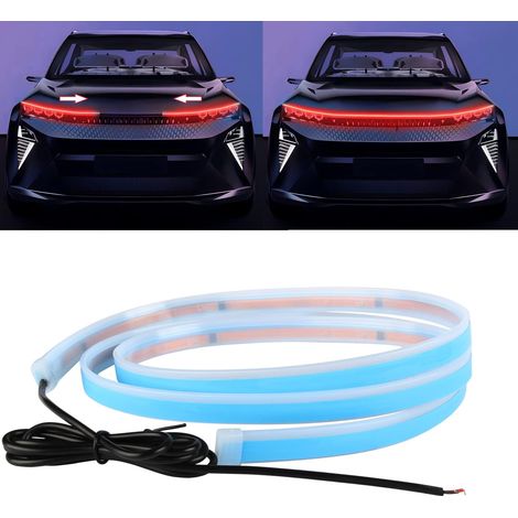 Bande lumineuse LED extérieure pour capot de voiture, rouge dynamique avec balayage séquentiel, bande LED flexible de 70 pouces. (1/5)