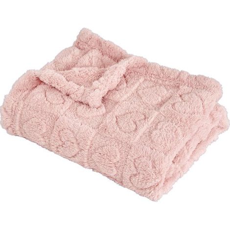 Manta de bebé de forro polar con estampado de corazones,Manta mullida para cuna y cochecito de 76 x 102 cm (rosa claro) (1/5)