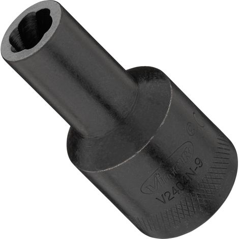 VIGOR Spiralnutenausdreher-Einsatz, 1/2 (12,5 mm) Vierkant hohl, Außen Schraubenausdreher Profil, SW 9 mm (1/3)