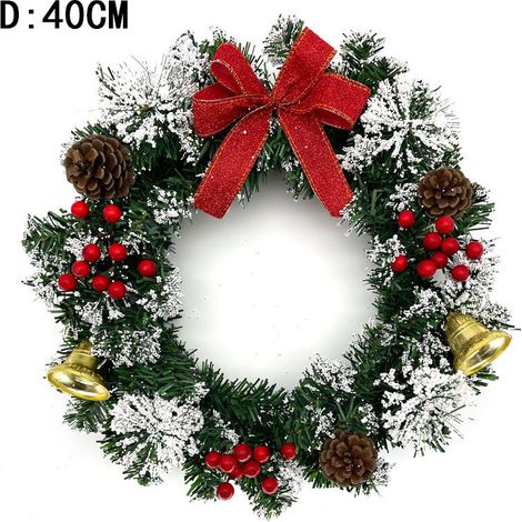 Corona navideña para puerta de 40 cm, corona y adorno navideño, decoración para puerta, entrada, pared y ventana. (1/4)