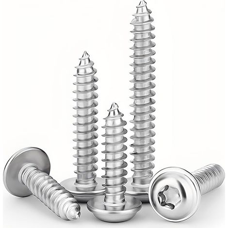 M3 x (10-20mm) Vis à Bois à Tête Plate Torx - Argent Vis Autotaraudeuses avec Rondelle en Acier Inoxydable 304 Filetage Complet 20 Pièces (1/5)