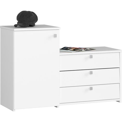 Conjunto de zapatero y cómoda AKORD S16 Blanco 98,4 cm 4 puertas Blanco 5 estantes 98,4x33x68 cm
