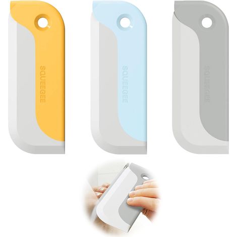 Lot de 3 petites raclettes de douche en caoutchouc souple pour pare-brise, miroir, cuisine, salle de bain, comptoir, carrelage, pare-brise de voiture, film de papier peint en vinyle (1/5)