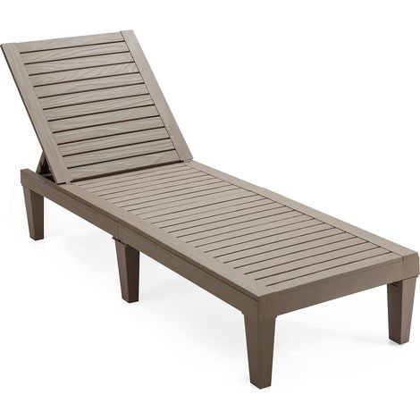 COSTWAY Tumbona de Jardín con Respaldo Ajustable de 5 Posiciones Tumbona de Relax de PP Silla Reclinable para Playa Patio Terraza Piscina (Marrón) (1/5)