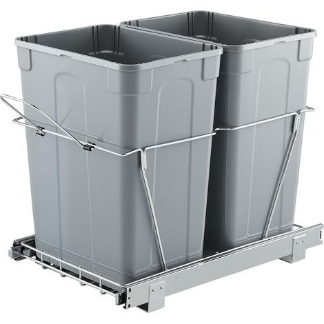 Poubelle Coulissante sous Évier et sous Plan avec Grande Capacité de 2x32,8 L, Collecteur de Déchets de Cuisine avec Poignée, Système de Tri Sélectif pour Placard Meuble Bas, Restaurant, Bar (1/5)
