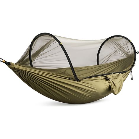 Amaca Da Campeggio Con Zanzariera Integrata 3 In 1 In Nylon 210T Portatile Per Trekking Escursioni Spiaggia Giardino Outdoor Supporto 300 Kg 270 x 140 Cm Verde Militare