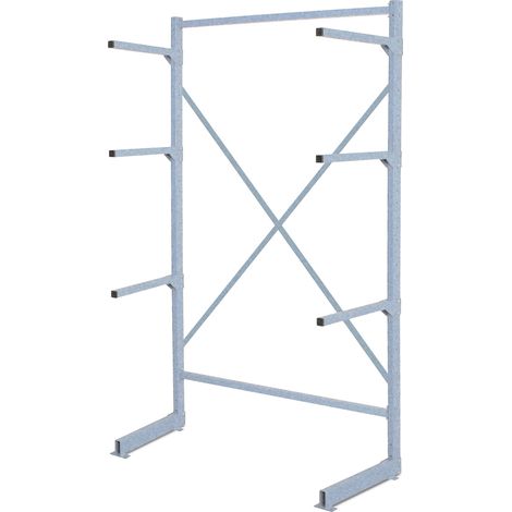 BRB Kragarmregal, leichte Ausführung, verzinkt, BxTxH 1060x450x1950 mm, 3 Lagerebenen plus Fußebene (1/2)