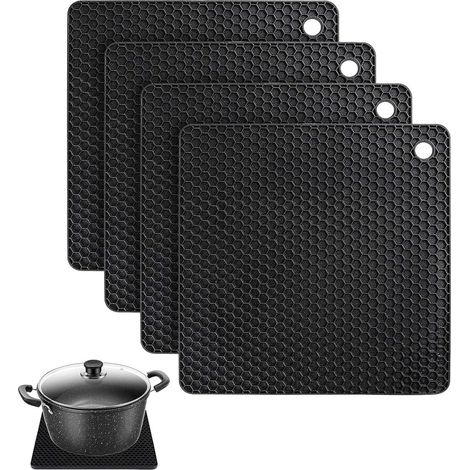 Maniques en silicone (lot de 4) - Polyvalentes - Résistantes à la chaleur jusqu'à 240 °C - Maniques en silicone de haute qualité pour casseroles et poêles