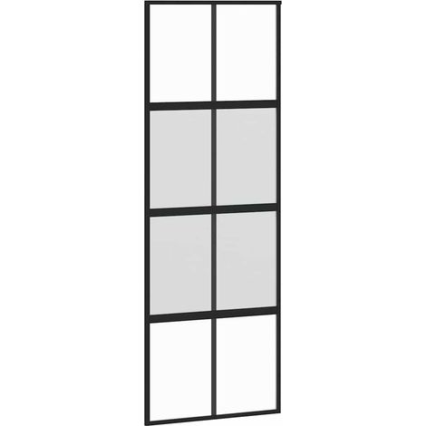 Porte coulissante,Porte intérieure,Porte d'entrée noir 76x205 cm verre trempé aluminium CFW57300 (1/5)