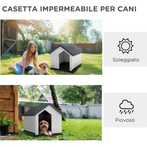 Niche extérieure imperméable en plastique pour petits et très petits chiens avec fenêtre, 62 x 61 x 60 cm, grise (1/5)