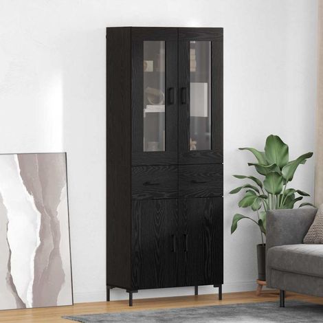 Highboard 2 pcs Schwarz Eichen-Optik Holzwerkstoff