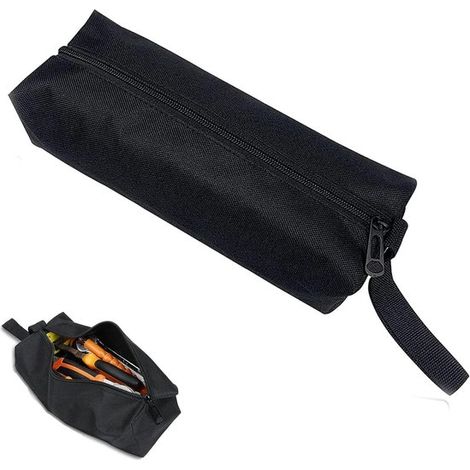 Sac à outils multifonction en toile, format portable, vide et robuste, pour rangement d'outils manuels, 30 x 10 x 10 cm, noir (1/5)