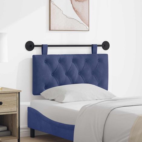 vidaXL Tête de lit suspendue Avec lumière LED Bleu police Velours (1/5)