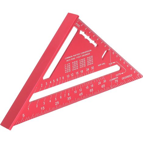 Équerre de menuisier en alliage d'aluminium, peinture électrophorétique, échelle transparente, équerre de charpentier rouge (1/5)