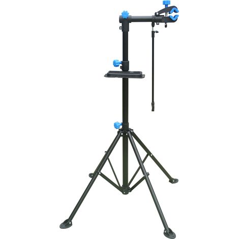 Shelter - Supporto per Riparazione Bici 198x104 cm Cavalletto Bicicletta con Porta Utensili in Acciaio Nero