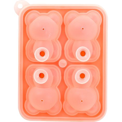 Moule à Glace en Forme d'Ours 4 Cases en Silicone Rose pour Crème Glacée et Gâteau (1/5)