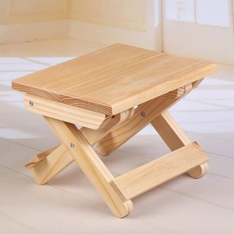 Marchepied pliable en bois massif pour la maison, le jeu, la pêche, le jardin，24x19x17.8 cm (1/5)