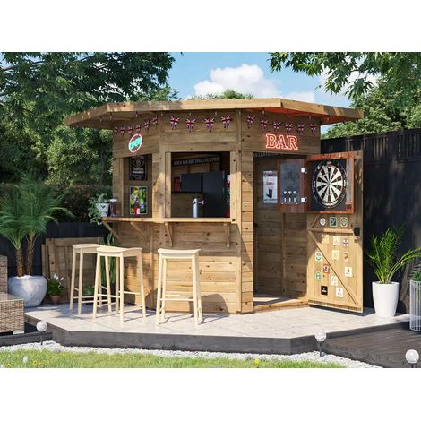Dunster House Outdoor Bar Shed 2.4m x 2.4m Pressure Treated The Corner Hangover Garden Bar III (1/5)