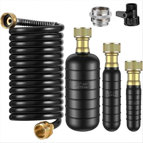 Kit de 3 pièces pour déboucheur de canalisations, compatible avec les tuyaux de 2,5 à 15 cm, comprenant un tuyau rétractable, une vanne d'arrêt et un adaptateur pour robinet. (1/5)