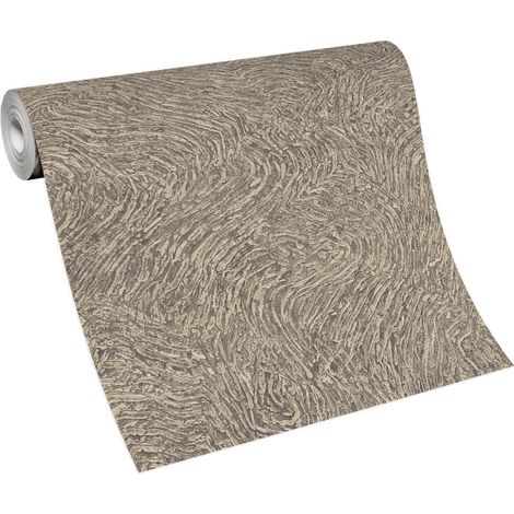 BRICOFLOR Papier Peint trompe l'oeil taupe  Papier Peint intissé pour salon, cuisine & plus  Tapisserie structurée moderne taupe (1/4)