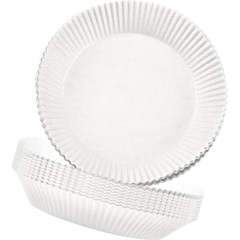 100 doublures en papier jetables pour panier d'airfryer, résistantes à 220°C, revêtement antiadhésif, papier de cuisson pour friteuse (1/5)