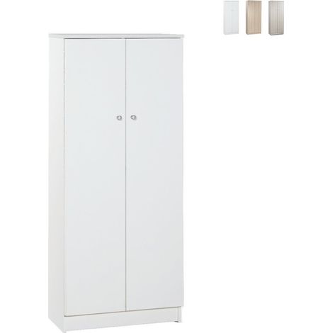 Mueble multiusos 2 puertas 3 baldas salón entrada Kadir - Blanco (1/3)