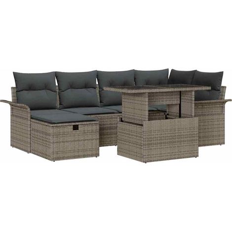 Garden Sofa Set 7 pcs Grey Poly Rattan vidaXL (1/5)